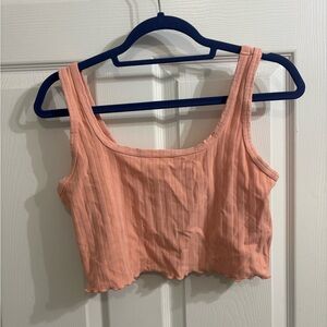 Aerie Peach Ribbed Crop Top Size Medium